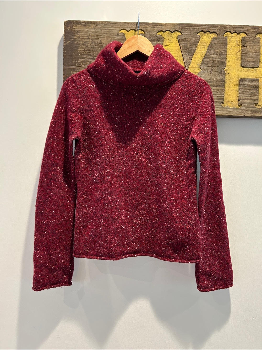 Express Burgundy Speckled Cowl Neck Sweater